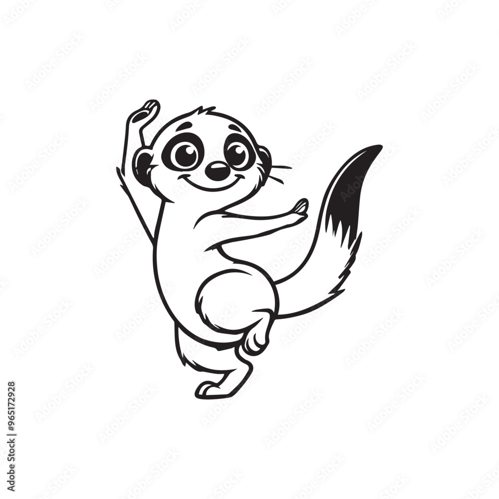 Funny Meerkat Outline Design - Meerkat Vector Illustration in black and white Funny Meerkat Outline Design - Meerkat Vector Illustration in black and white