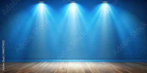 Blue Wall with Three Spotli...