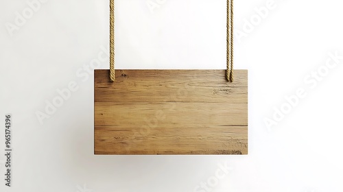 Empty Wooden Sign Hanging on Chains