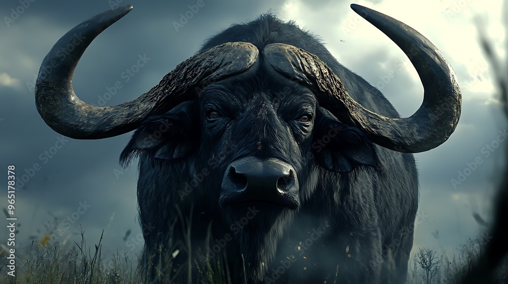 Naklejka premium African Buffalo in the Mist