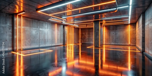 Industrial Concrete Room wi...