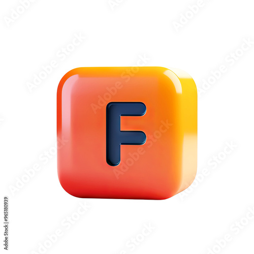 Colorful letter F icon with a glossy finish, ideal for educational or creative themes in design and digital content.