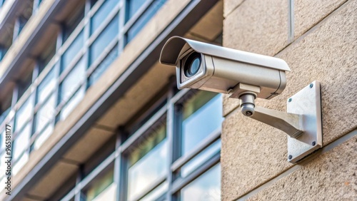 Surveillance camera mounted on the wall of a building , security, monitoring, CCTV, technology, surveillance, safety