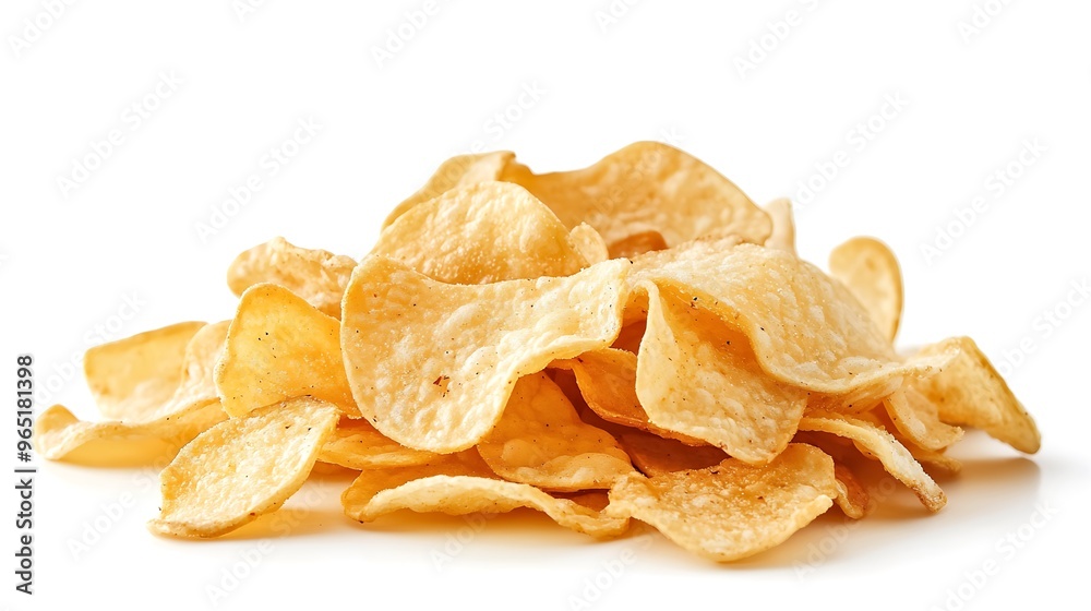 Close-up of Potato Chips on White Background Close-up of Potato Chips on White Background