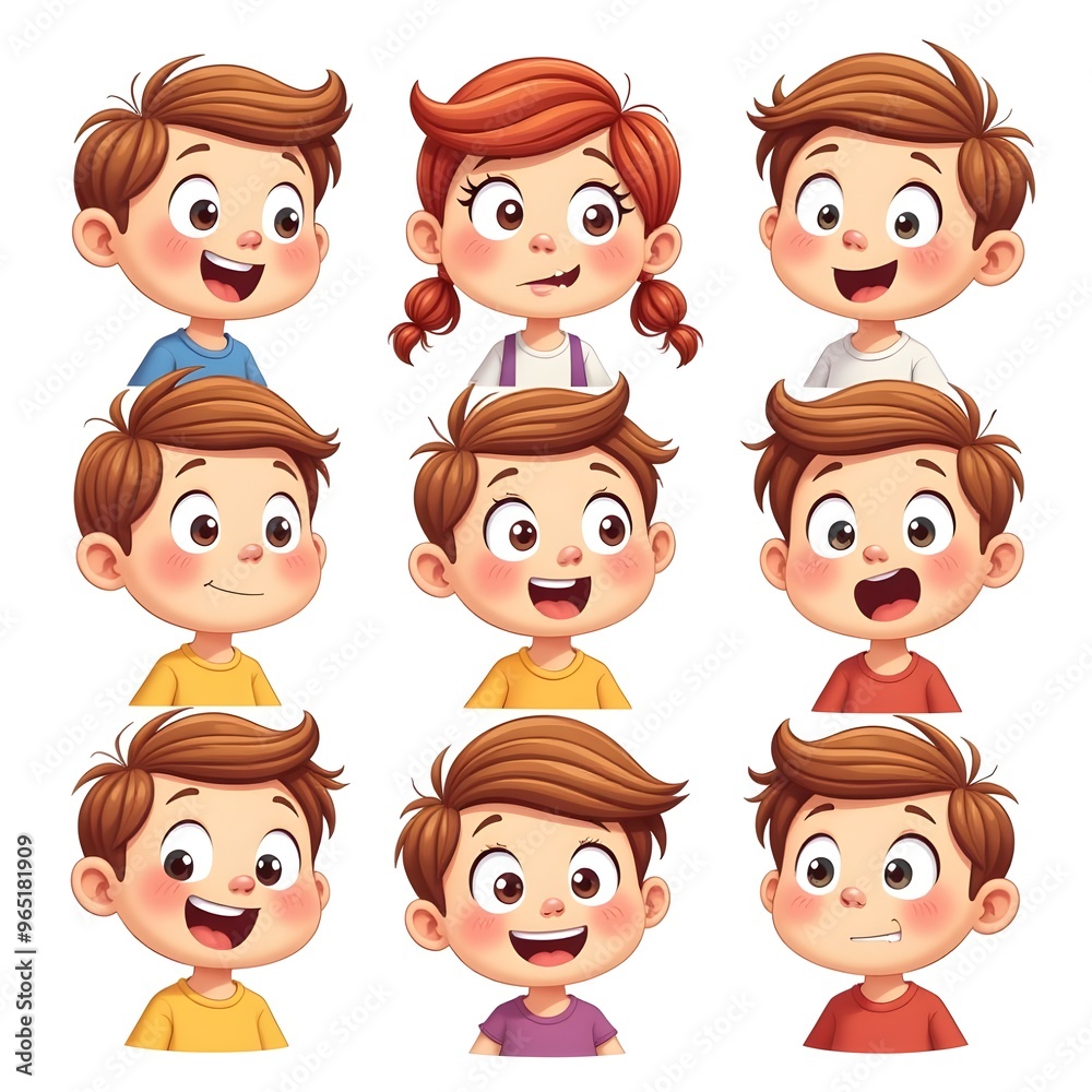 set of cartoon people with different expressions set of cartoon people with different expressions