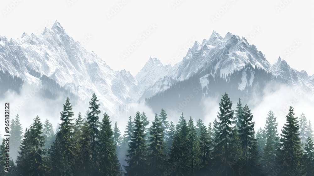 Serene snowy mountain forest wallpaper Serene snowy mountain forest wallpaper