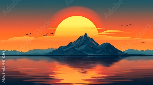 Sunset Mountain Lake