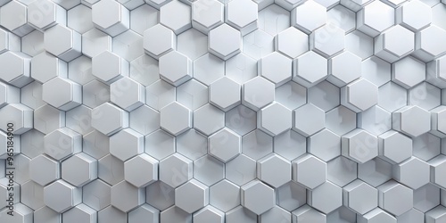 White Hexagon Pattern, Geom...