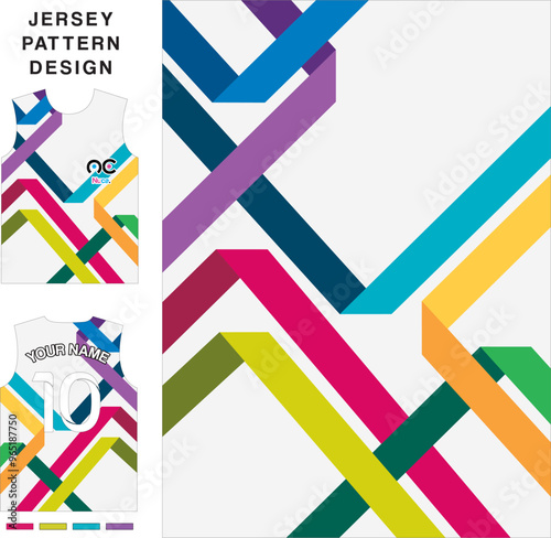 Abstract paper concept vector jersey pattern template for printing or sublimation sports uniforms football, volleyball, basketball, e-sports, cycling and fishing. Pattern jersey printing.