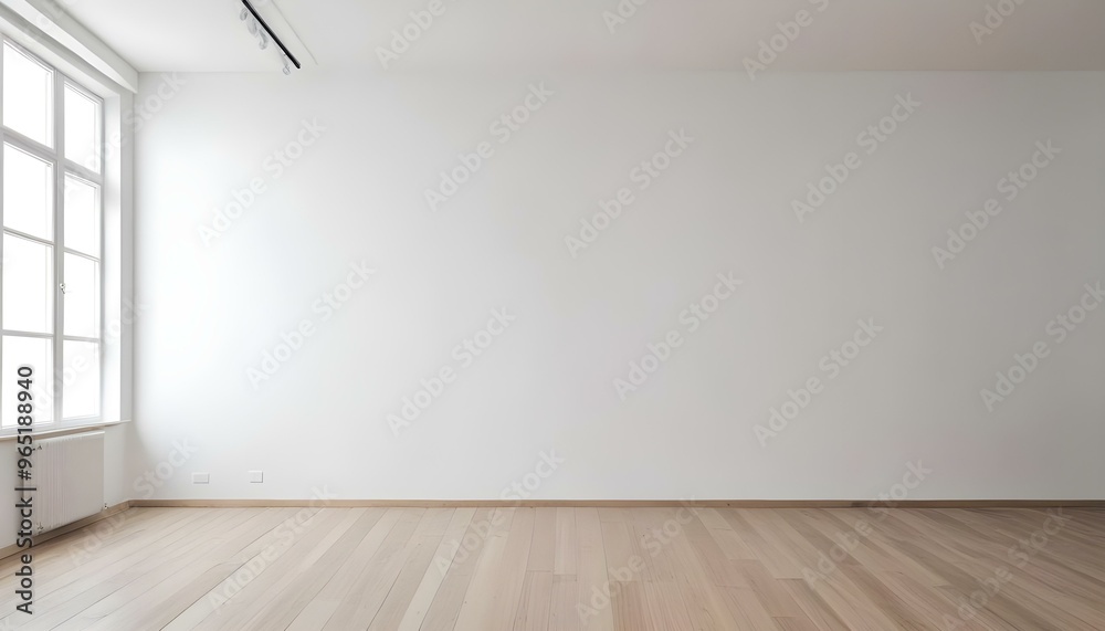 Empty room with white walls and wooden floor, minimal and clean interior design. Empty room with white walls and wooden floor, minimal and clean interior design.