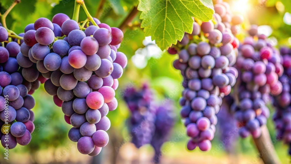 Bunch of ripe purple grapes on vine, grapes, vineyard, fruit, agriculture, harvest, organic, farm, winery, fresh, juicy