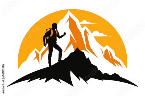 Mountain Climber Silhouette vector illustration 