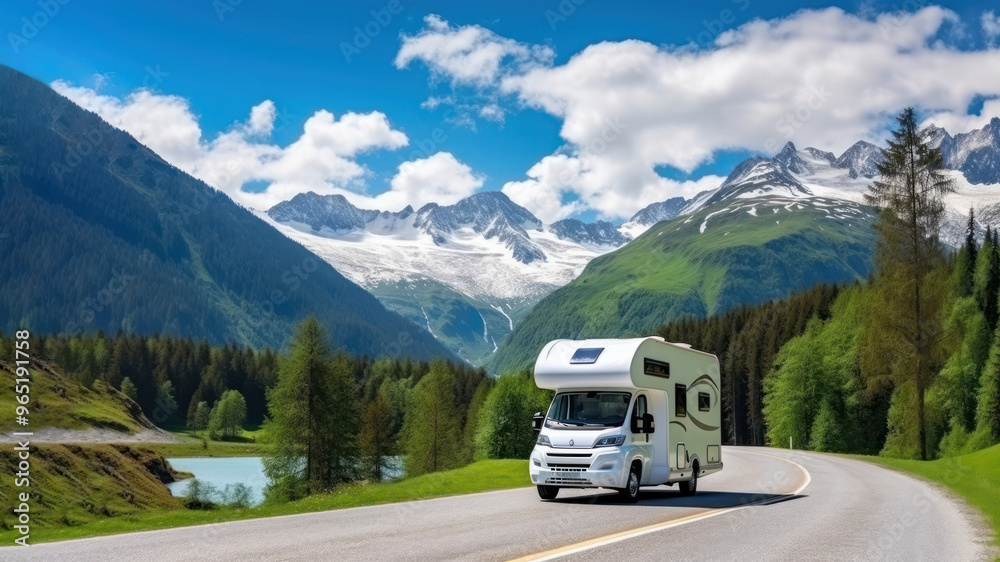 Motorhome camper van RV road trip. Motorhome camper van RV road trip.