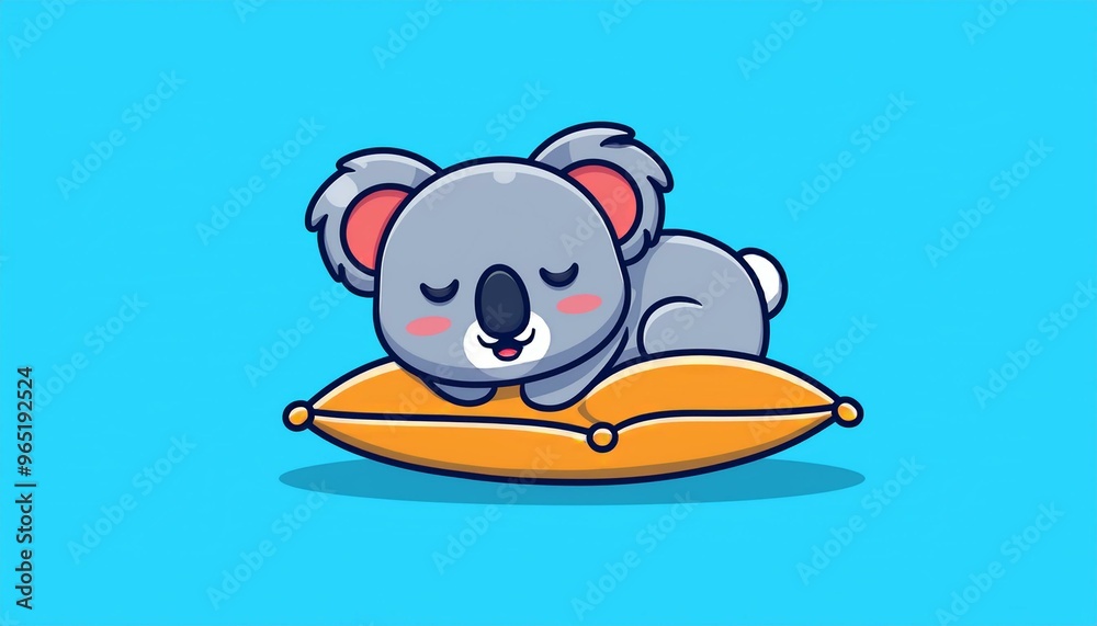 Cute Koala Lay On The Pillow Cartoon Vector Icon Illustration. Animal Nature Icon Concept Isolated .. Cute Koala Lay On The Pillow Cartoon Vector Icon Illustration. Animal Nature Icon Concept Isolated ..