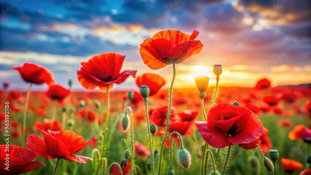 Vibrant red poppies blooming in a field , nature, flowers, petals, beauty, vibrant, red, poppies, blooming, field, sunny, day Vibrant red poppies blooming in a field , nature, flowers, petals, beauty, vibrant, red, poppies, blooming, field, sunny, day