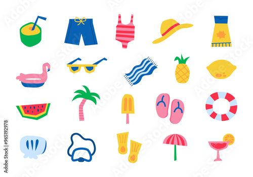 Summer Vibe Hand Drawn Illustration Element Set