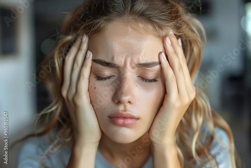 Young Woman Experiencing Headache and Stress