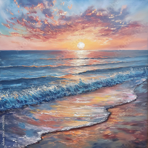A stunning sunset over the ocean, casting warm hues across the sandy beach and reflecting on calm waves, sunset on the beach, sunrise over the sea, sunset, sea, sky, water, ocean, sunrise, beach