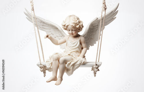 A white plaster angel statue