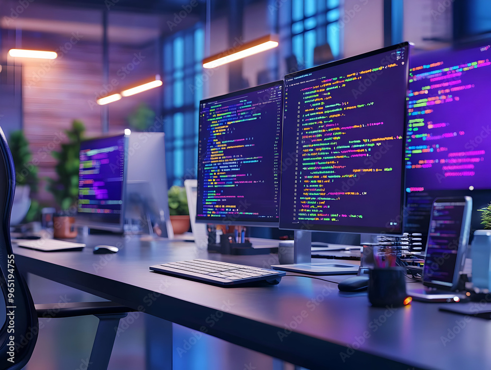 Modern Software Development Workstation Illustration Modern Software Development Workstation Illustration