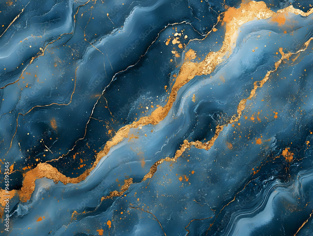 Abstract Background Blue Gold Marble Texture Illustration, Liquid Art Painting Abstract Background Blue Gold Marble Texture Illustration, Liquid Art Painting