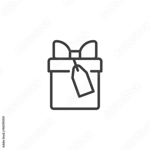 Gift Box with Tag line icon