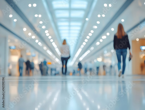 Blurred Photo - People Walking in a Busy Shopping Mall Corridor