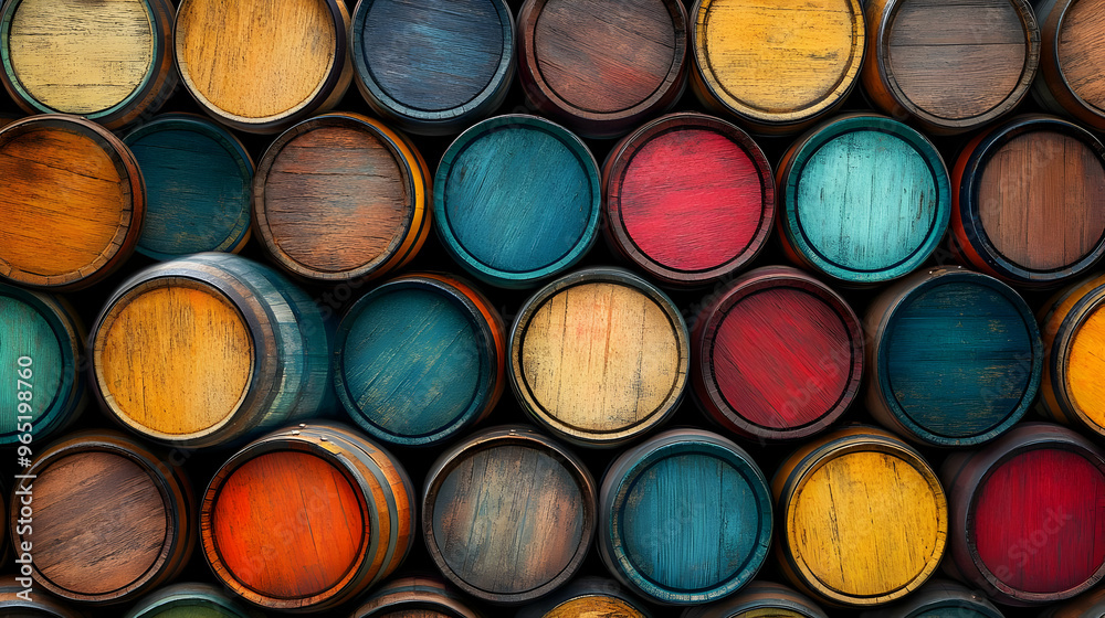 Colorful Wooden Barrels Background Illustration Colorful Wooden Barrels Background Illustration