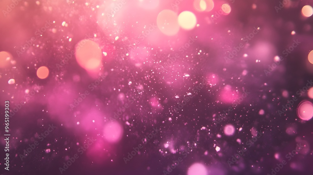 Abstract Pink Bokeh Background with Sparkling Lights and Glowing Particles