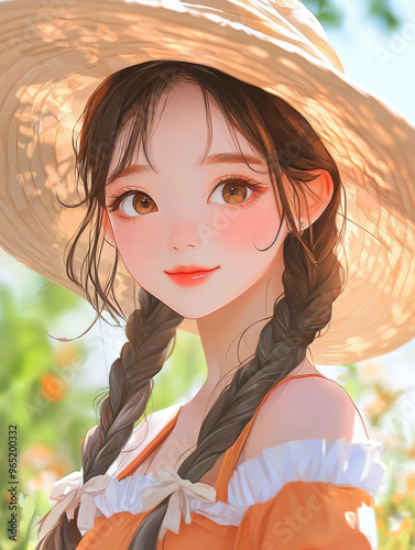 Explore the charm of animated Asian girls in stunning digital art, showcasing beauty, joy, and playful innocence. photo