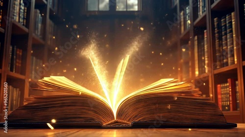 bright light coming out of an open book symbolizing knowledge and enlightenment