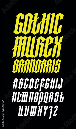 Gothic, English alphabet. Vector. Medieval Latin cursive letters. Signs and symbols for tattoos. Old European style. Calligraphy and lettering. Sharp, angular letters for a monogram.