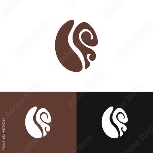Coffee Beans and Waves Perfect Logo Concept for a Beachside Coffee Shop