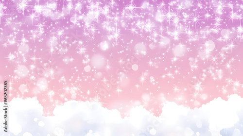 Pink and White Sparkle Background with Clouds