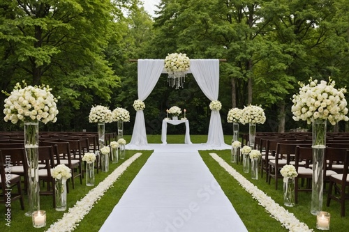 wedding ceremony flowers setup photo