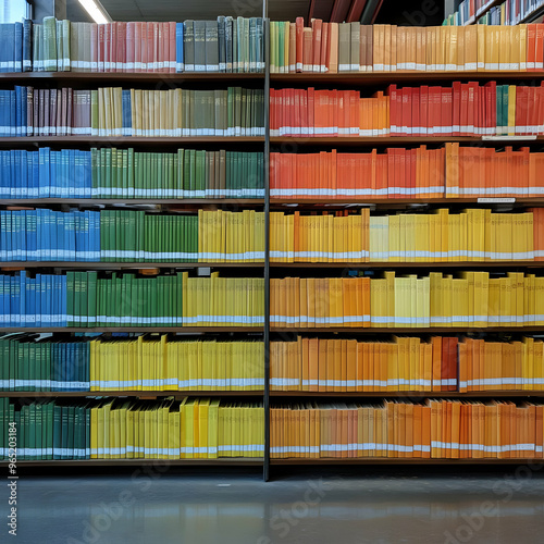 Colorful Library Bookshelf Photo photo