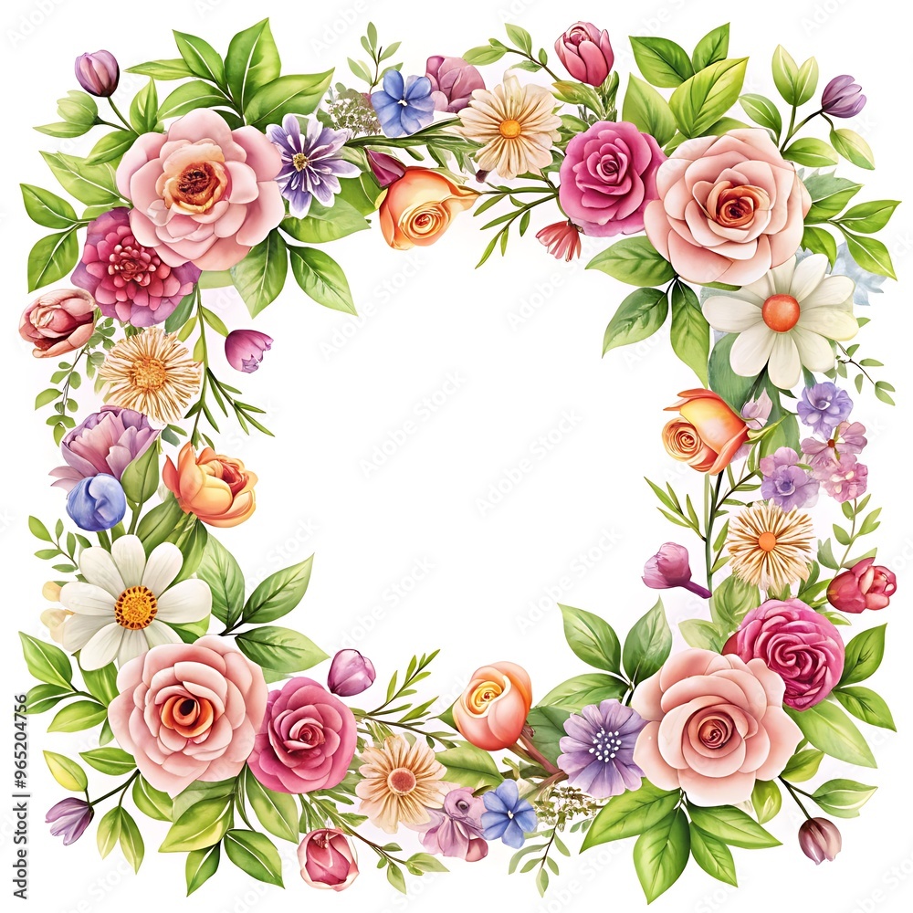 illustration of floral frame background. Ai Generated illustration of floral frame background. Ai Generated