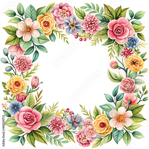 illustration of floral frame background. Ai Generated