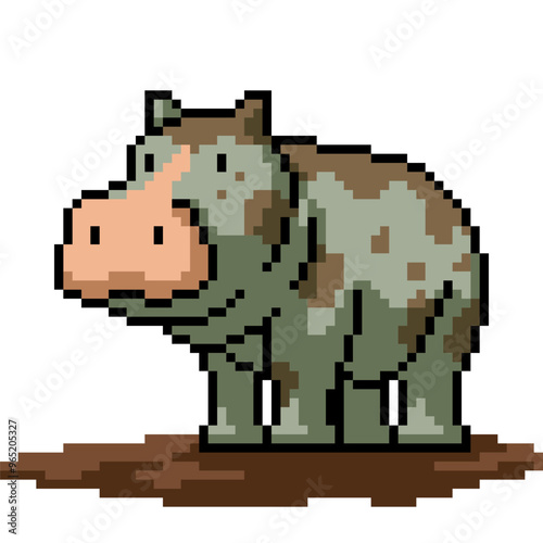 pixel art of hippo mud swamp
