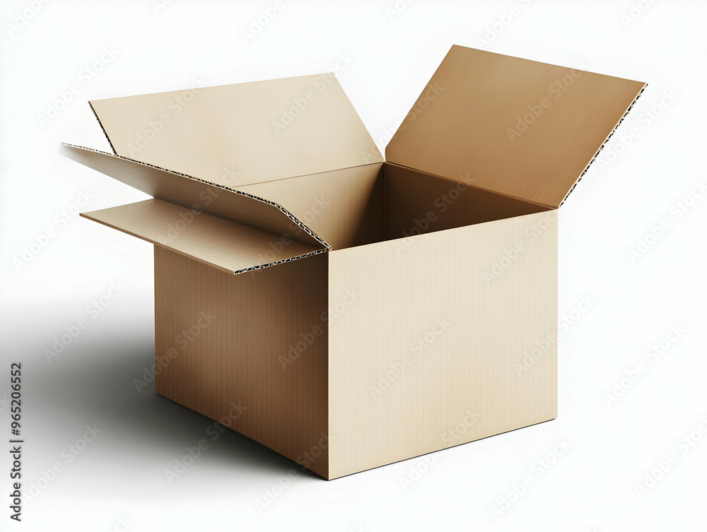 Open Cardboard Box 3D Illustration on White Background Open Cardboard Box 3D Illustration on White Background
