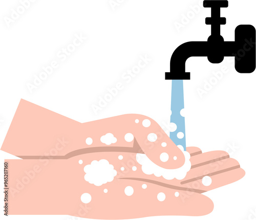 Handwashing With Soap Flat Illustration