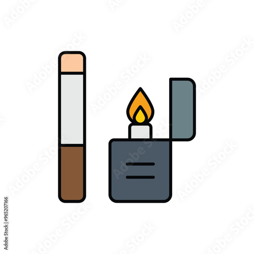 cigarettes color line icon with white background vector stock illustration