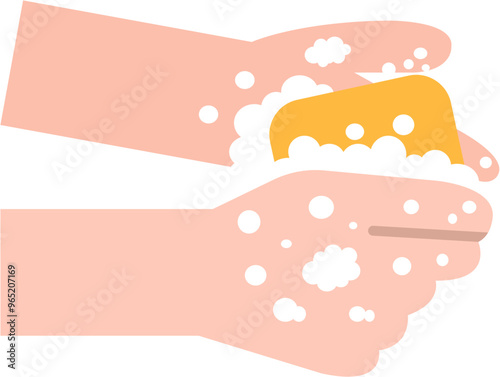 Handwashing With Soap Flat Illustration