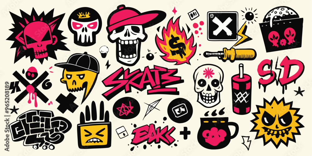 Fototapeta premium vector illustration of skull, tattoo style design