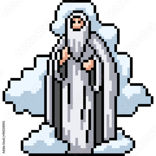 pixel art of god on the sky