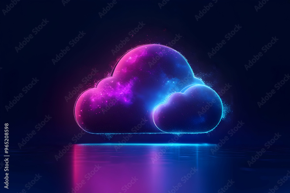 Neon Cloud Computing Illustration: Futuristic Data Storage Neon Cloud Computing Illustration: Futuristic Data Storage