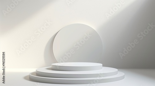 Minimalist Light White Podium for Product Display with Empty Background, Ideal for Advertisement and Presentation