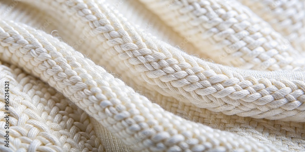 White Braided Rope Macro Close Up, Texture, Fiber, Braided White Braided Rope Macro Close Up, Texture, Fiber, Braided