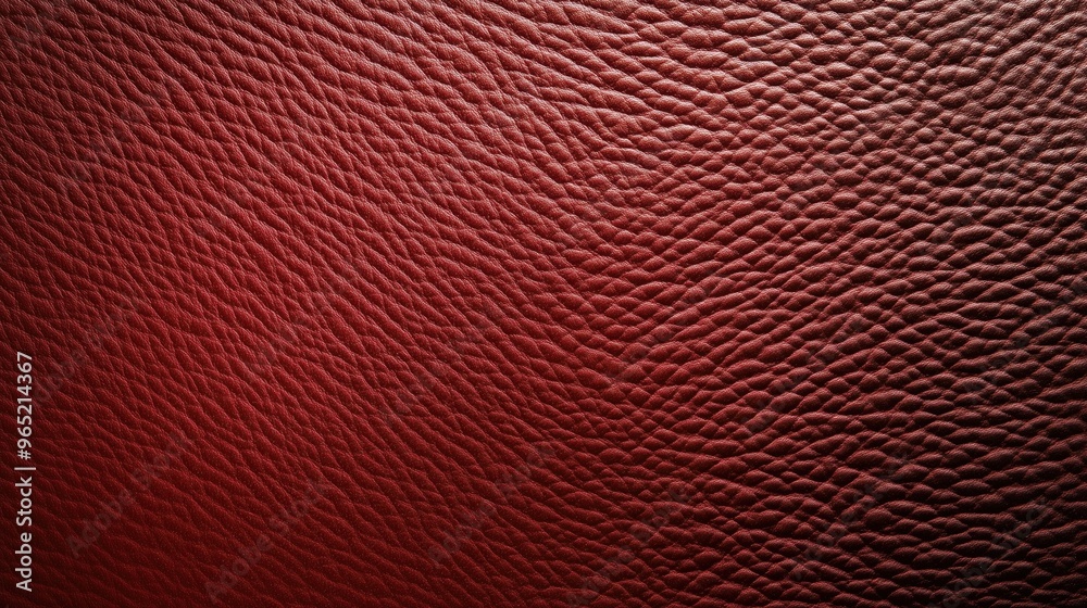 Fototapeta premium A close up of a red leather surface with a pattern. The texture of the leather is very fine and the color is deep red