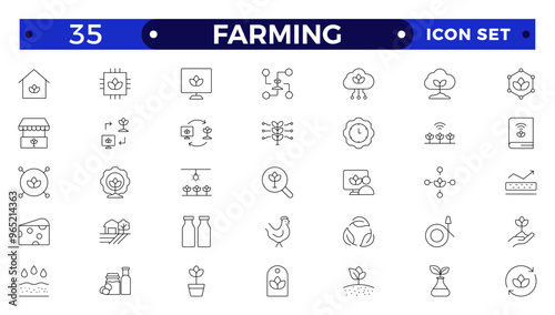 Farm, Farming, Agriculture Outline web icon set. Contains such Icons as Greenhouse, Haystack, Harvest and more. Outline icons collection.